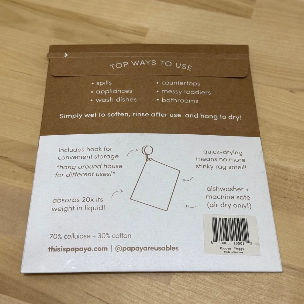 NWT Papaya Reusable Compostable Eco-friendly Paper Towels 2‎ pack